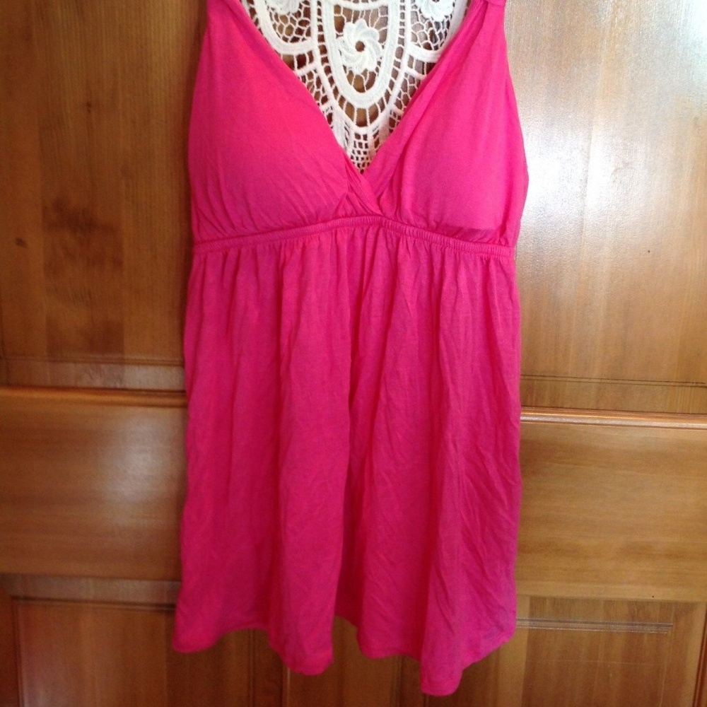 Pink Rose Tropical Punch Pink Crochet Cami New S